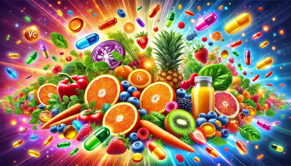 Vitaminas, Classificação das vitaminas, Funções das vitaminas, Vitaminas lipossolúveis, Vitaminas hidrossolúveis, Vitamina A, Vitamina C, Vitamina D, Complexo B, Deficiência de vitaminas, Saúde e nutrição, Benefícios das vitaminas, Vitaminas essenciais, Suplementação vitamínica, Funções biológicas